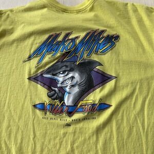 Vintage Kill Devil Hills Shark Shirt Mens 2XL Yellow Killer Food Tee T-Shirt